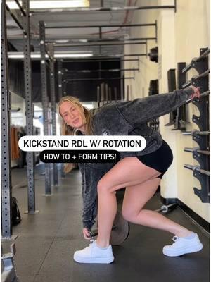 This is important 👇🏻 If you’re not incorporating any rotational work into your lower body days, this is a good place to start! This movement specifically is a client favorite! A lot of my clients report feeling the most glute here out of any RDL variation. Why is it so good? 👉🏻The kickstand stance is usually an easier stance to nail down a hip hinge 👉🏻The glute med gets involved more to stabilize the pelvis during rotation 👉🏻Mimics how we move in normal life- WE ROTATE! 👉🏻Enhances hip mobility 👉🏻Improves hip stability 👉🏻It’s also great to get in a lot of stimulus under relatively lighter loads compared to a bilateral stance RDL (good for those with injuries)  **Although you can do this with a DB or KB, I’m a BIG fan of doing it with a Landmine! You can get more range of motion and it forces you into rotation due to the fixed position on the barbell. Like I’ve mentioned before, a good program should have you moving in all planes of motion. You should be rotating your hips, shoulders, and trunk through some variations! Happy lifting! 🫶🏻 #rdl #gluteday #gluteworkout #gluteshelf #shelfworkouts #glutemed 