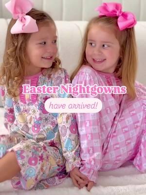 NEW nightgowns for girls have arrived in the cutest Easter-approved prints! 🐰❤️ #new #newarrivals #easter #easterpajamas #easterbasketideas #easterbasket #girlsnightgowns