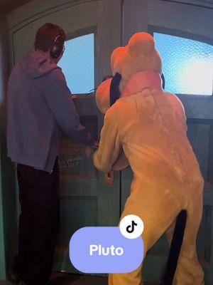 Pluto and Thomas opening the Forbidden Door in Toontown  #autism #autismawareness #autismacceptance #asd #specialneeds #disney #disneyparks #disneyland #toontown #pluto #fyp #foryoupage 