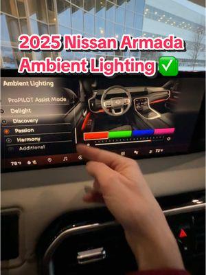 Ambient lighting on the 2025 @Nissan USA Armada.  #cardujour #cartok #fyp #nactoy #wwcoty #nissan #nissanarmada 