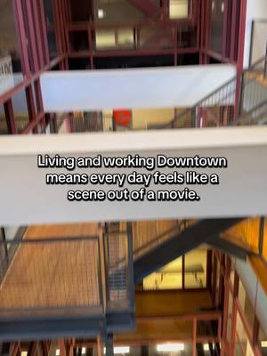 When I looked up from the first floor of our TRex office and noticed that the ceiling of the first floor looks up into the atrium that our 6th floor balcony office looks down into. Wild! #HistoricBuilding #DowntownLiving #LoftLife #UrbanOffice