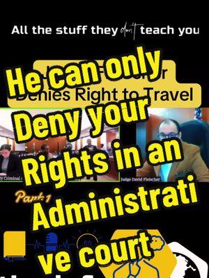 Judge Denies the Right to Travel. . Though he can in an administrative court. Wont fly in a federal court. Always appeal. . You have to learn what to do and what not to do during a #trafficstop #theinfohub #theinformationhub #knowyourrights #learnyourrights #studyyourights #yourrights #trafficstops #pulledover #righttotravel #travelingnotdriving #fyp #learnyourlaw #judgefleischer  . Right to travel court judge fleischer Right to travel Courtroom  The right to travel 