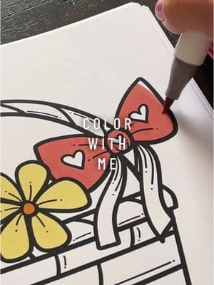 Color with me 🌸❤️🎀 this book has been one of my favorites 😍 I am almost done coloring it lol #colorwithme #jennymuse #ValentinesDay #sweethearts #coloringbook #adultcoloringbook #ohuhumarkers #easycoloring #satisfying #metime #bows #flower #hearts #basket 