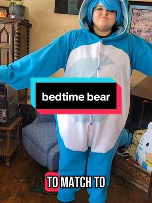 I would be lying if I didn't say that Raziel was foaming at the mouth to be Bedtime bear.  #onesie #kigurumi #kigu #seifersstitches #carebear #bedtime #bedtimebear 