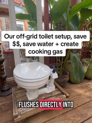 Our off-grid toilet is actually flushable, uses very little water, and even turns poop into cooking gas! 🤯 Mind-blowing and saves us tons of money compared to installing a traditional sewer system! @home_biogas #sustainableliving #sustainablehome #nowaste #compostingtoilet #offgrid #livingoffgrid #earthyhome #selfsufficient #Sustainability 