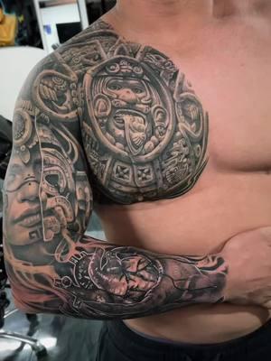 Aztec tattoo by @@ozzie_8969_tat2s #mexicanstyle_tattoos #mexicanstyle_lifestyle #mexstyle_videos #aztectattoo 