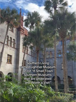 Lightner Museum was named No. 4 on this list by Southern Living magazine of “8 Small-Town Southern Museums That Are Underrated And Worth A Visit” From the story: St. Augustine, Florida Housed in the former Alcazar Hotel built by oil and railroad developer Henry Flagler, this elegant St. Augustine icon was purchased by Otto Lightner, a magazine publisher, and reborn in 1948 as Lightner Museum. The museum’s collection is an homage to the Gilded Age and the hobbies and furnishings of the time. It includes ornate furniture, busts, stained glass, vintage typewriters, and cut glassware from opulent Gilded Age mansions. Beyond the museum’s permanent collection, the building is a work of art. Designed in the Spanish Renaissance Revival style and honoring the principles of Beaux-Arts architecture, the turn-of-the-century building is just one of many that visually define the Mediterranean aesthetic of St. Augustine today. 📍75 King St, St. Augustine, FL 32084 @Lightner Museum  #floridashistoricoast #museum #southernliving #staugustine #lightnermuseum #florida #art #architecture #historichotel #saintaugustine #attraction