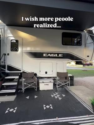 Not saying if you do it’s a bad thing because everyone’s needs are different. We do t have kids so we do t need all that space. We are just saying to travel full-time in an RV you do t have to get the biggest one out there. That’s what we did and it’s not necessary. You can live totally comfortable in a small 32ft camper, or 16ft truck camper, as you can in a 44ft rig.  Just start small and see how it goes. That’s our advice, don’t start large! We thought we needed to go the biggest they had at the time. You will find out, you just don’t need all that room. Especially if it’s just the 2 of you.  What do you think, go big or go home, or small and cozy?! #rvlife #rvliving #camplife #5thwheel #5theheellife #5thwheelliving #camper #fulltimerv #fulltimervers #rvtips