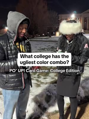 What college has the ugliest color combo? @3o7tv braved the cold on the campus of Howard University to play a few rounds of PO’ UP! Card Game: College Edition. He asked AKAs, an Iota and a Que this question from “The Great Debate” category of PO’ UP! Here’s what they had to say!  #poupcards #howarduniversity #hbcu #morganstate #famu #hu #samhouston #orange  