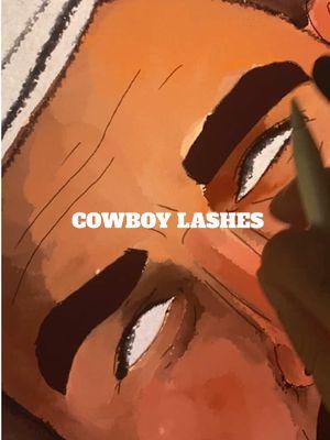 Cowboy lash time, I use the Little Pine brush for the fluff and syrup for the liner 💄 #art #cowboyart #westernart #painting #digitalpainting #utahartist #menslashes #cowboylashes #artwork #oc #lashes #wipart #workinprogressart #speedpaint 