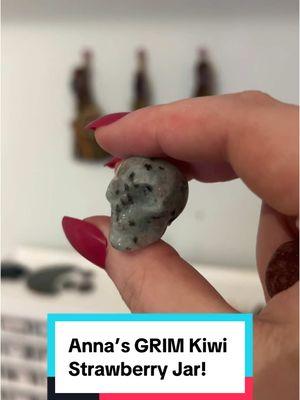 Replying to @ash A grim undertone for the strawberry kiwi dream jar for Anna! Thank you so much for ordering! Cheers to you! #dreamjar #crystals #dreamjarcreation #crystalskull #asmr #crafts #asmrcrafts #crystalshop 