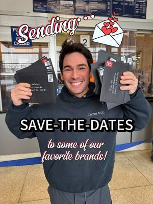 Wedding Planning Tip! Send save-the-dates to your favorite brands to include them in on your celebration (apparently they send back gifts sometimes 🤷‍♂️)! We’ll let you know if we get any responses🤞  #Wedding #weddingplanning #2025groom #2025wedding #lgbt #gaywedding #savethedate @joeymacs 