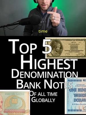 Global 5 Highest Denomination Bank Bills OF ALL TIME #top5 #miney