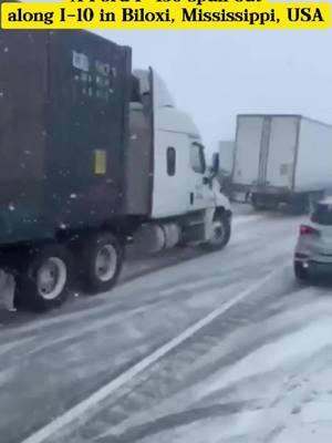 January 21, 2025 - A Ford F-150 spun out along I-10 in Biloxi, Mississippi, USA #snow #snowstorm #winterstorm #winterdriving #rain #wind #disaster #severeweather #weather #news #ford #F150 #spunout #I10 #Biloxi #Mississippi #USA #foryou #viral 