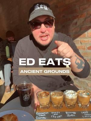 Coffee Shop in Lakeview Chicago- Ancient Grounds: Cereal latte shots, anyone? 🥣☕ Taking on the Cereal Latte Flight at @Ancient Grounds Chicago  Comment your fave for a chance to win a free flight on Ed! Follow for Part 2 💥🤌☕️ #edeats #chicagocoffee #cofeetime #cofeeshop #lakeviewchicago #trendingnow #chicagocoffeeshops  