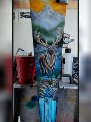 Just finished this vintage handsaw painting #sawpainting #handsaw #deer #handpainted #createxcolors #rockymountains  #custompainted 