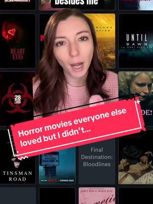 Horror movies everyone else loved but I just didn’t vibe with them. LISTEN, it’s MY opinion lol I’m very aware everyone has different taste which is what makes horror so good 😍 #horror #horrorcommunity #horrormovies #horror #scarymovies #movierecommendations #fyp #psychologicalthriller #underratedhorror #slasher #horrorrecommendation #horrortok #watchlist #horrolover #greenscreen 