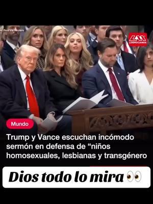 #elpejetv  El presidente Donald Trump y el vicepresidente JD Vance escuchan con cierta incomodidad la parte del sermón que incluye un llamado a proteger a los “niños homosexuales, lesbianas y transgénero” y a los inmigrantes ilegales que “recogen nuestras cosechas y limpian nuestras oficinas”. El presidente de EE.UU., Donald Trump, inició este martes su primer día en el poder con un servicio interreligioso en la Catedral Nacional de Washington, un evento que marca el cierre de los actos de su investidura, y más tarde se reunirá con líderes del Congreso y hará un “gran anuncio” sobre infraestructura. Trump asistió a la ceremonia junto a la primera dama, Melania Trump. Desde la primera fila, ambos escucharon en silencio y con gesto solemne los rezos, las melodías del órgano y los cantos, incluido un ‘Ave María’. A su lado estaban el vicepresidente, JD Vance y su esposa, Usha. La obispo episcopaliana Mariann Edgar Budde pidió a Trump y Vance tener “misericordia” con “los gais, lesbianas y niños transgenero”, así como por los que “recogen nuestras cosechas y limpian nuestras oficinas; los que lavan nuestros platos en un restaurante o los que hacen los turnos de noche en los hospitales”. “Pueden que no sean ciudadanos o puede que no tengan la documentación apropiada, pero la gran mayoría de los inmigrantes no son criminales”, recordó Budde, entre la incómoda mirada de Vance, que en un momento buscó a Trump. #losmocanos #elpejetv 