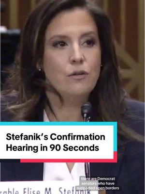 Elon Musk just "loves to cheer.” That's the view of Elise Stefanik, Trump’s nominee for UN ambassador. Here are the highlights from her Senate confirmation hearing in 90 seconds. #elisestefanik #israel #palestine #gaza #elonmusk #un #fyp #news #politics #political #politicalnews #politicaltiktok #salute #senate #unitednations 