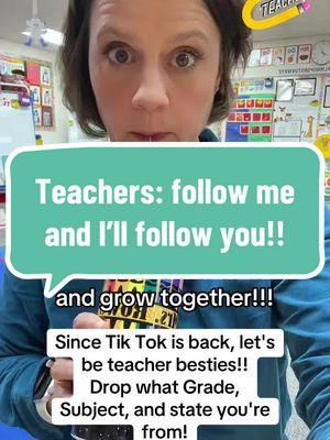 #creatorsearchinsights Teacher Follow Loop! Follow me and I’ll follow you! #teach #tiktokteacher #supportingeachother  #teachertok #teachersfollowteachers #teachersbelike #teachersoftiktok #teacherquittok #greenscreenvideo #teachertiktok #teachertips #kindergartenteacher #teacherlife #tiktokteacher #fyp #foryoupage #kindergarten #dayinthelifeofateacher #teachersoftiktok #mrsrowethekinderteacher #teachersoftiktokfyp #teachersbelike #teachertiktok #teachingontiktok #teachertiptuesday  