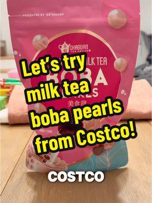 Let’s try milk tea boba pearls from @Costco Wholesale! As a boba tea enthusiast, I spotted these at my local Costco and wanted to give them a try. They are boba pearls that are covered in a milk tea coating. The outside of the boba pearls was really shiny and had a good amount of the coating. When I took a bite, these were really chewy. They were definitely more dense than what I was expecting. While the flavor was alright, I would give them a 6.5/10. 🧋Milk Tea Boba Pearls 📍Costco Item #1861020 #boba #bubbletea #milktea #snack #costco #costcofoodreview #newitem #foodreview #dmv #nova #dmvfoodie #foodiesoftiktok 