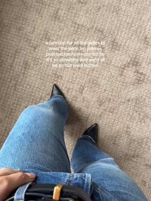 Even pointed toe boots would do the trick! #pointedheels  #jeansandheels #widelegjeans #widelegjeansoutfit #jeansoutfitideas #creatorsearchinsights 