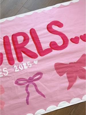 GALENTINES BANNER🩷🎀 girls girls🩷 stay tuned, the Galentines prep has just begun🙈🥹🫶🏻 I’m so excited for them to celebrate their friendship with their little besties🥹🩷 #momlife #mom #craftymom #diymom #funmom #galentinesdecor #galentinesparty #galentines #girlmom #diybanner #banner