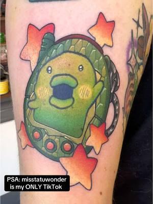 FYI: I never had a Tamagotchi. I’m sure I would’ve been crying bc I’d be a terrible Gotchi-mother 😂 #tattoo #tattooartist #kentucky #kentuckytattooers #femaletattooartist #kawaiitattoo #videogametattoo #tamagotchi #tamagotchitattoo #y2k 