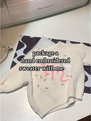 Cutest half birthday sweater! 💗 #halfbirthday #handembroidery #handembrodiered #embroideredsweater #sweater #babysweater #6months #baby #babyclothes #babygirl #fyp #foryou #momcontent #sahm 