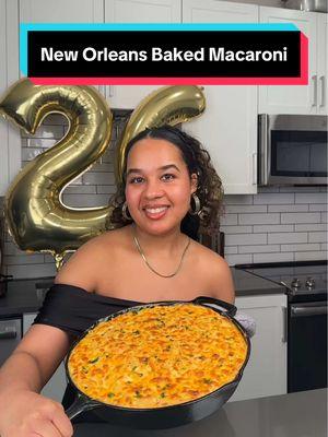 Baked macaroni instead of baking a cake this year for my birthday! New Orleans Style baked macaroni typically used spaghetti noodles. This is my favorite way to make it.  This recipe will be a part of my upcoming cookbook that you can pre-order on my website in my bio.  Thank you all for supporting my cooking journey. It truly means a lot.  #creole #creolefood #creolerecipes #louisiana #neworleans #macaroni #louisianacreole #risascuisine 