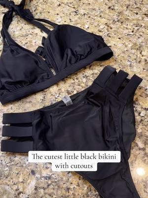 The cutest little black bikini with cutouts #tiktok #TikTokShop #fyp #swimsuitcheck #bikini #blackbikini #swimwear 