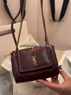 she is so classy and chic🍷 #ysl#yslbag#unboxing#shopping#bagcollection#haul#unboxingvideo#aesthetic#classy#chic#cherrybag#cherryred#saintlaurent#mininolita 