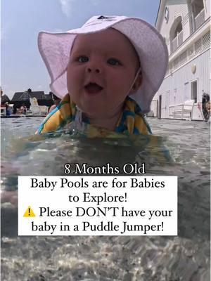 PUDDLE JUMPER IN BABY POOL IS ABSOLUTELY RIDICULOUS! Baby Pools!  What a perfect name! Babies can go in them, 100%  supervision, and explore how their bodies feel, and splash and get face wet!!! Crawl, and walk and run and fall and laugh! And games and throwing balls. All the stuff..  Putting a puddle jumper on your kid makes all this stuff so unnatural to real life! even in the 8 inches of water!! DO NOT PUT A PUDDLE JUMPER ON here, or any where else in the world. Education is the key to a successful swim journey! Start by preparing your babe to swim in the bathtub and then head to the pool for survival swimming! ✅Our Course Link in Bio- It will guide you!! @teachyourchildtoswim  Comment Prepare2Swim for more information! #survivalswimlessons #prepare2swim  #swimminglessons #onlinecourse #bathtime #babyswimlessons #8monthsold #waterbaby #underwater #babyswimming #survivalswimming #swimminglesson #infantswimlesson #exposure #learntoswim #parents #watersafety #puddlejumper #danger  TEACH YOUR CHILD TO SWIM AT YOUR OWN RISK Disclaimer: The instructions, advice, and or opinions depicted in this context may be dependent on, and should be considered in conjunction with specific limitations, qualifications or exclusions, which are set out in full teach your child to swim and course offered by us. It is also general in nature, and does not consider any of you, or your child’s specific medical or psychological circumstances. You should ensure that you always follow, applicable safety information and apply reasonable judgment when preparing/teaching your child to swim.