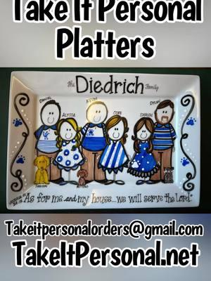 Platters, Platters, PLATTERS! I know y’all need one!  Let me know if you’re interested! #takeitpersonalorders #personalizedgifts #handpainted #familygifts #coworkergifts #retirementgift 