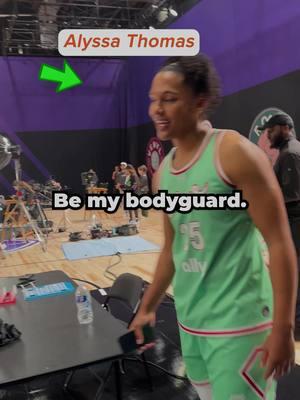 Almost everyone wanted Alyssa Thomas as their bodyguard 😭 #unrivaled #unrivaledbasketball #sabrinaionescu #alyssathomas #breannastewart #katemartin #cameronbrink 