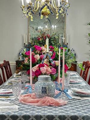 Setting the table for a Valentine’s Day (or Galentine’s!) celebration filled with timeless elegance! 💙✨ Ginger jars, vintage fine china, custom embroidered napkins, and romantic florals come together for a look that’s classic and unforgettable. Who wouldn’t want to celebrate love surrounded by this dreamy tablescape? 🌸💌 #ValentinesDayDecor #GalentinesDay #TimelessTablescape #BlueAndWhiteDecor #GrandmillennialStyle #HostWithStyle #mrsevansplace #ValentinesDay #tablesetting #centerpiece #floral 