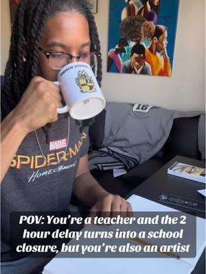 When you’re a teacher but also an artist, a school closure simply means more time to make art🎨 #fyp #fypart #artxaj #artistsoftiktok #blackartistsoftiktok #blackartist #artist #art #artisttiktok #arttiktok #teacherlife 