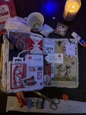 idk what is happening but all i know is that i am SO happy to be here // using bits from @Sofía Ostoic mail club 🫶🏽💌❤️ #junkjournal #journaltok #scrapbook #craftygirl #journal #junkjournalinginspiration #junkjournalideas #journalspread #journalsupplies #junkjournalspread #journalwithme #mailclub 