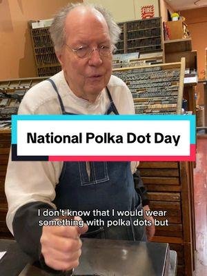 Things are looking a bit spotty because today, January 22nd, is National Polka Dot Day! For today, Howard letterpress printed an image from two hand-carved woodcuts, made about 130 years ago, from the Lewis Winter Collection.  Lewis Winter, who had a wood and photo engraving office at 627 J Street in Sacramento from 1888 to 1910, designed a lot of cuts of clothing items and fabrics for advertisements in local newspapers. If you saw these images in  the newspaper, would it entice you to buy the fabric? This was printed with black rubber base ink using our Washington hand press. #SacHistoryMuseum #NationalPolkaDotDay #polkadot #art #sacramento #museum #history #letterpress #printingpress #asmr  #printing 