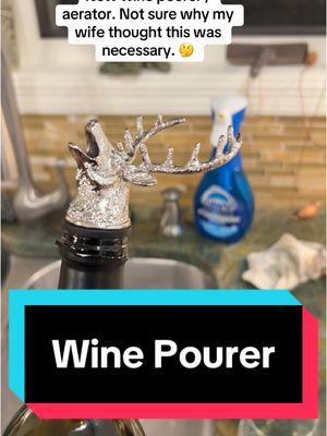 Every time my wife pours a glass she makes a vomiting sound, mimicking the deer I guess? It’s become a whole thing. I refuse to react, but I do secretly love this thing. #wine #aerate #cheers 