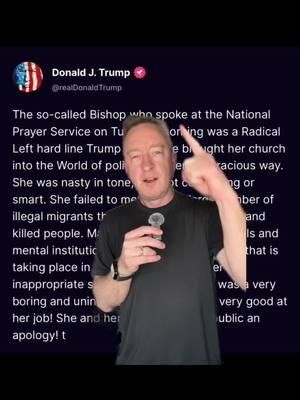 Day Three in America:⁣ Donnie is furious that a bishop dared to preach mercy, compassion, and forgiveness in a church. Meanwhile, he pardoned over 1,500 people who assaulted police officers.⁣ ⁣ The so-called “party of Christianity” might want to crack open the Bible and actually read the words of Jesus.⁣ ⁣ #WWJD #JesusSaidItBest #ChristianValues #HypocrisyUnveiled #PartyOfForgiveness #FaithAndTruth #ConservativeChristian #AmericanChristianity #CompassionNotHatred #GOPAccountability #JesusFirst