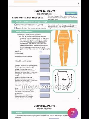 🎥✨ See the magic in action! With the Universal Pants Pattern, just type your measurements into the PDF, and it customizes the instructions for you. 🧶📏 No guesswork, no stress—just perfectly tailored pants every time. 🙌 Ready to try it? Launching this Friday! #maecrochets #universalpants #crochetpattern #crochetpants #knitpants