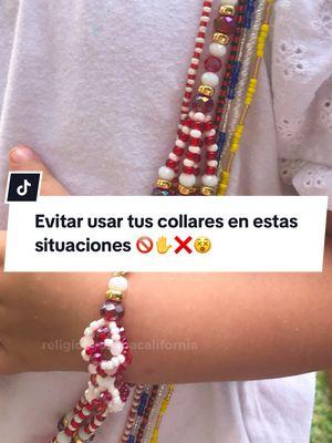 ¡Jamás uses tus collares de santería en estas situaciones!  🚫✨ - Evita llevarlos en fiestas 🪩, cementerios ⚰️, hospitales 🏥 o cárceles, por las energías negativas.   - Quítatelos al dormir 🛌, hacer ejercicio 🏋️‍♂️ o nadar 🌊, para cuidarlos y evitar daños.   - Nunca los uses en discusiones o peleas 😡, ya que su energía podría verse afectada.   ¡Síguenos para más consejos! ❤️‍🔥 #santeria #santero #babalawo #california #ifa #yoruba #viral #elegua #shango #obatala #yemaya #oshun #estadosunidos #orula #collares #elekes #tip 