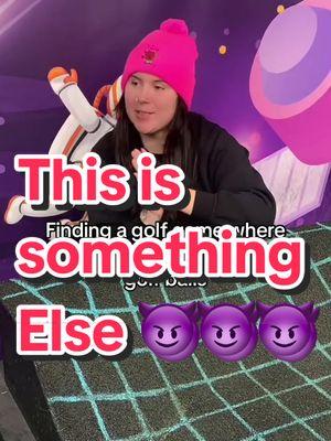 Who invented this? 😈 #oneshotgolf #pleasedonthitus #roboticgolf #crazyidea #robotminigolf #fyp #fytrending 