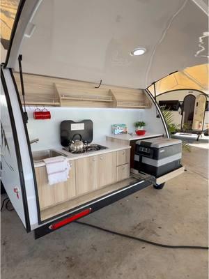 The TAB 360 CS has so many storage options and features! Check it out! #teardroptrailer #rvlife #camping 