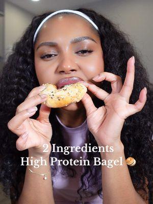 Viral 2 Ingredient Protein Bagel 🥯✨ So simple and so good 😋 Ingredients: 	•	1 cup all purpose flour 	•	1 tsp baking powder 	•	1/4 tsp salt 	•	1 cup plain Greek yogurt 	•	Everything But the Bagel seasoning (optional, but highly recommended!) ✨ Directions: 1️⃣ Mix flour, baking powder, and salt in a bowl. Add Greek yogurt and mix into a dough. 2️⃣ Divide dough into 4 pieces, roll into bagel shapes. 3️⃣ Brush with egg wash and sprinkle with Everything But the Bagel seasoning. 4️⃣ Bake at 350°F for 10-15 minutes until golden brown in @ninjakitchen air-fryer  #HighProteinRecipes #HealthyEating #QuickMeals #2ingredientbagels #ninjafoodirecipes #mealprep 