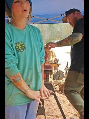 Thats us! We are just two artists trying to make it in this world while loving every second of it! #chainsawcarvers #artcouple #artists #gatlinburgtennessee #Gatlinburgcarving #Tennesseecarver #chainsawart 