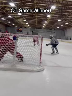 Ryker Rehm scores the OT game winner for Minnesota River as they beat Mankato West 4-3 in MN High school hockey.  #hockeytok #followthepuck #mnhockey #thetourney 