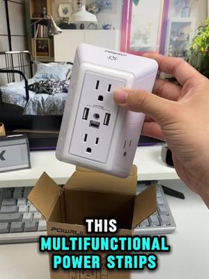 This multi plug outlet is 10/10 #tech #techtok #tiktoktech #powerbank #phonetech #charger #gadgets #setup #technology #techtrends #newtech #desksetup #TikTokShop #surgeprotection #fyp 