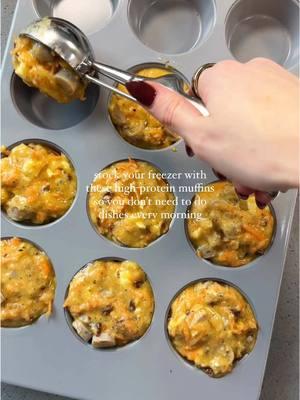 these gluten-free sun-dried tomato & feta breakfast muffins SAVED me last week. prep ahead and get 12 days of breakfast out of it!! 🍳☀️ here’s everything you need: - 1 dozen eggs - 24oz pre-cooked sausage (or veggie sausage), I used breakfast chicken sausage, diced into small cubes - (1 + 1/2 packed cups grated sweet potato) (about 1 medium sweet potato, peeled) - 6oz (3/4 cup) crumbled feta cheese (or vegan feta) - 1/2 cup chopped sun-dried tomatoes - 2 1/2 cups blanched almond flour - 2 teaspoons baking powder - 1 teaspoon garlic powder - 1 teaspoon dried oregano - 1 teaspoon kosher salt - 1/2 teaspoon ground black pepper 1. Preheat the oven to 350F and oil two non-stick muffin tins with a neutral oil (Recommended to use silicone muffin liners if you don’t have a great non-stick muffin tin) 2. Whisk the eggs in a large mixing bowl. Add the chopped chicken sausages, grated sweet potato, crumbled feta, and sun-dried tomatoes and mix to combine. 3. Add the dry ingredients—almond flour, baking powder, garlic powder, oregano, salt, and black pepper—to the bowl. Stir with a rubber spatula until just incorporated. 4. Transfer the mix to the prepared muffin tins, filling each one until just about full. Bake until golden on top and a toothpick comes out clean, 24 to 28 minutes. 5. Cool to room temperature in the muffin tin on the counter before removing each muffin. Refrigerate in a sealed container for up to 4 days, or freeze for 1 month. Reheating: From the refrigerator, microwave until warmed, about 1 minute, or air fry or bake at 350F until warmed, about 5 minutes. From the freezer, microwave for 1 minute then bake or air fry at 350F until warmed through, 5 to 10 minutes. enjoy!! 💓💓 #mealprep #mealprepideas #breakfastmealprep #healthybreakfastideas #highprotein #highproteinmeals #highproteinlowcarb #easyhealthymeals #breakfastideas #glutenfreerecipes #freezerfriendly 